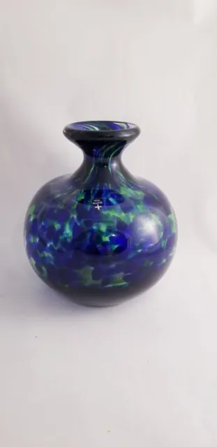 RARE Stunning Vase Bengt Edenfalk for Skruf Swedish Heavy Art Glass Vase Signed 3