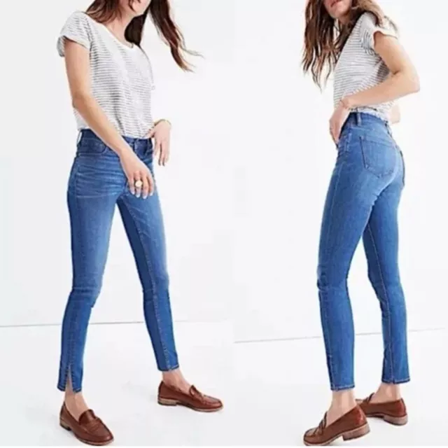 Madewell High Rise 9" womens size 32 Skinny Bonita Wash Side-Slit Edition Jeans