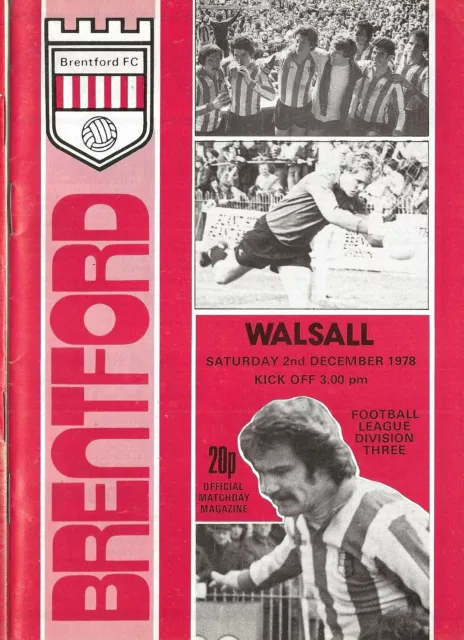 Football Programme>BRENTFORD v WALSALL Dec 1978