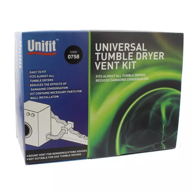 Unifit Universal Cooker Hood Tumble Dryer Wall Outlet White Vent Fixing Kit