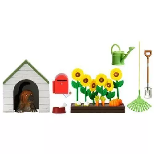 Lundby Smaland Hund Hundehütte Und Blumen Set 1:18 Puppenhaus Garten Zubehör