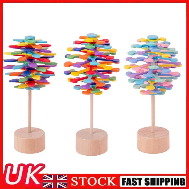 Wooden Helicone Wand Rotating Lolly Toy Children Decompression Educational Toys