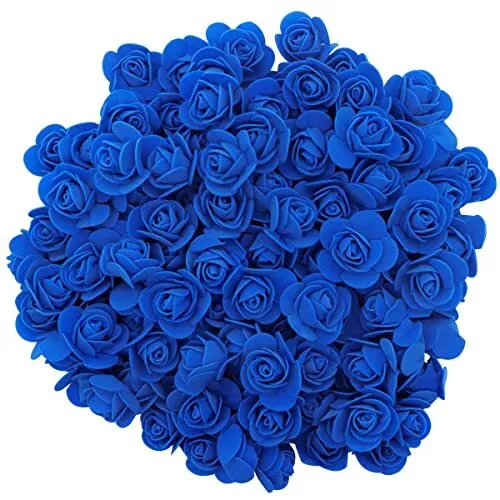  IPOPU 500pcs Blue Roses Mini Foam Flowers with Yellow