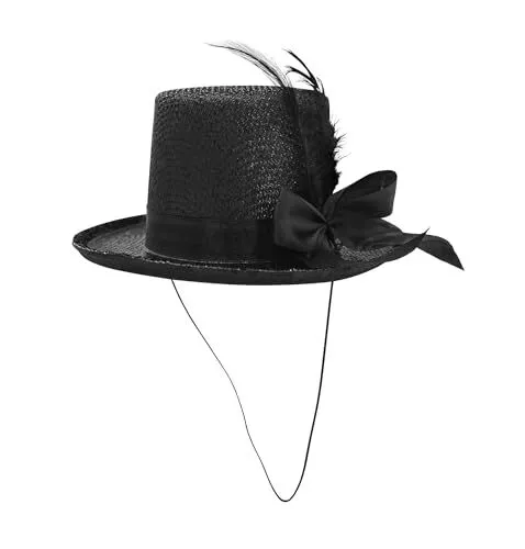 Mini Black Glitter Mesh Top Hat Fascinator with Faux Feather Gatsby Costume