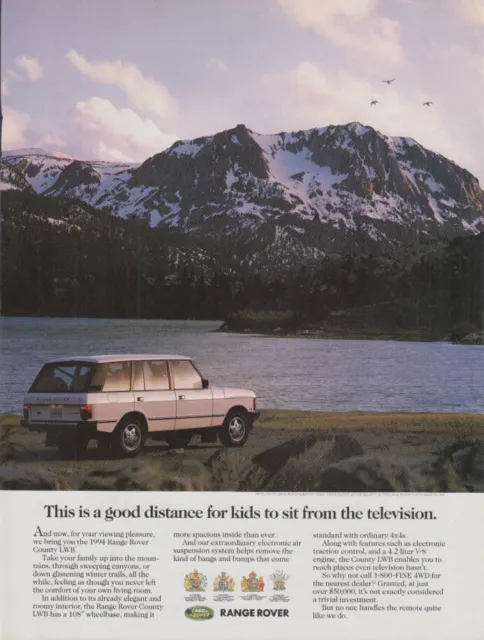 Good distance for kids to sit from the TV: Range Rover County LWB ad 1993