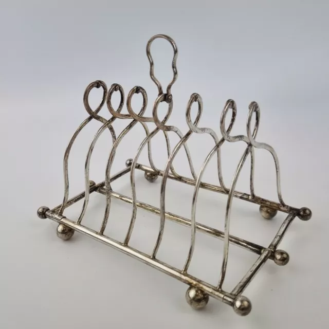 Unusual Antique Silver Plated Folding Collapsible 6 Division Toast Rack Damaged