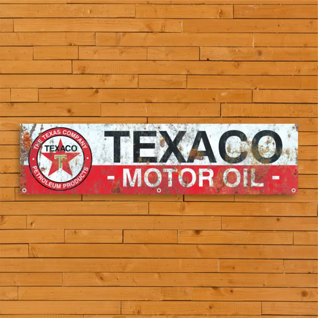 Texaco Car Logo Vintage Style PVC Banner - Garage Workshop Mancave Sign - Retro