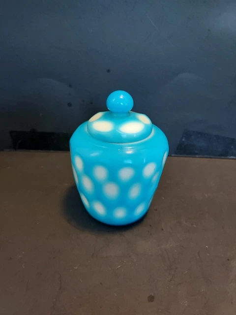 Antique Blue Peking Glass Overlay Covered Cased Jar Brush Pot