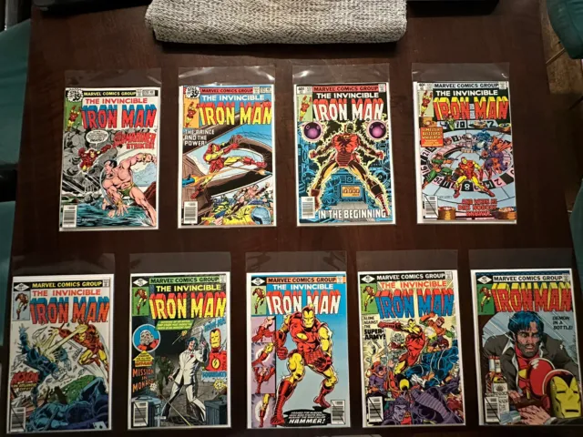 Invincible Iron-Man Lot of 9, Marvel 1978 Bronze Age Issues 120-128
