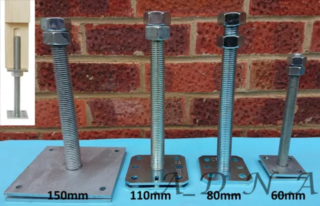 Heavy Duty Galvanised/Stainless Elevated Adjustable Post Fitting Support / Base