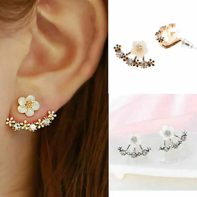 Women Elegant Crystal Rhinestone Ear Stud Daisy Flower Earrings Fashion Jewelry