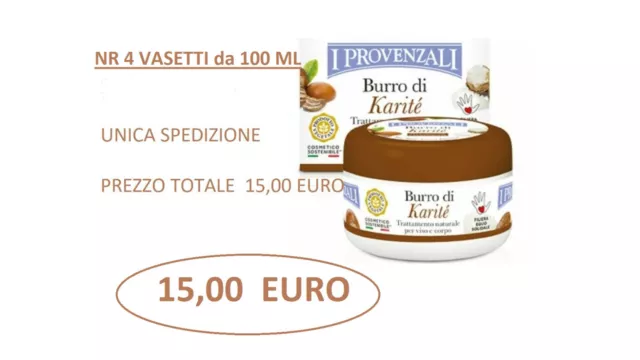 I PROVENZALI crema viso e corpo idratante naturale al burro di karite 100 ml x4