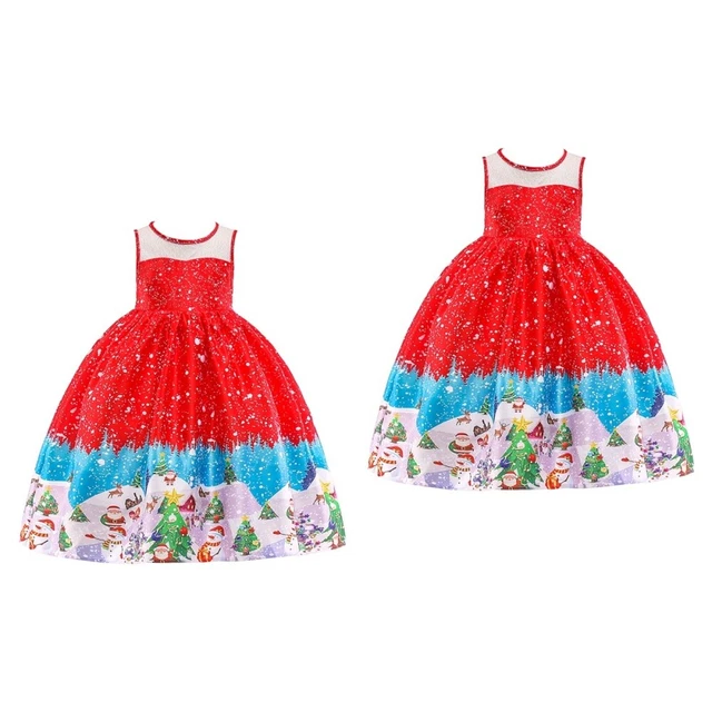2 PCS Abito Stampato Natalizio Delicato Capi Di Abbigliamento Bambino Ragazzina