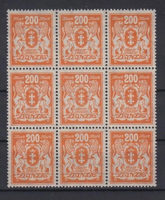 Danzig 142 9er Block Kleines Staatswappen 200 M postfrisch