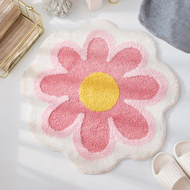 Alfombra de flores nórdicas dibujos animados linda alfombra de felpa alfombras de piso antideslizante ba-