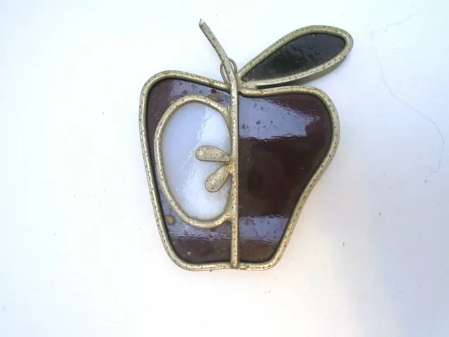 Stained Glass Red Apple Sun Catcher vintage