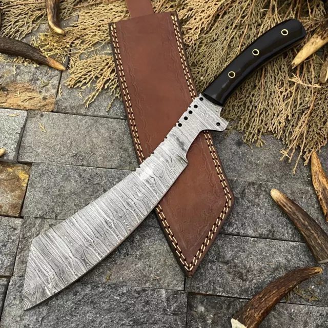 15" SHARDBLADE Custom Hand Forged Damascus Steel Hunting Machete Cleaver Knife