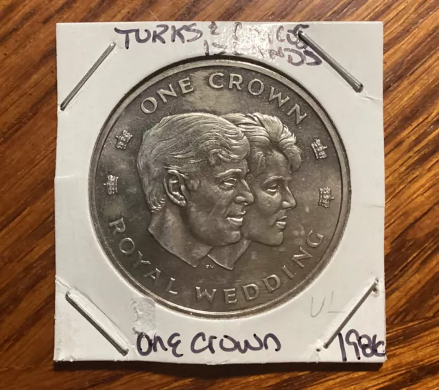 Turks and Caicos Islands 1986 Prince Andrew and Sarah Ferguson 1 Crown Coin(UNC)