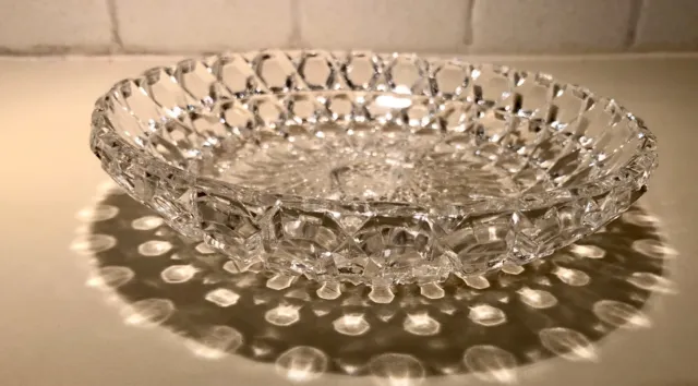 Vintage American Brilliant Small Cut Glass Shallow Bowl  With Hobstars 3