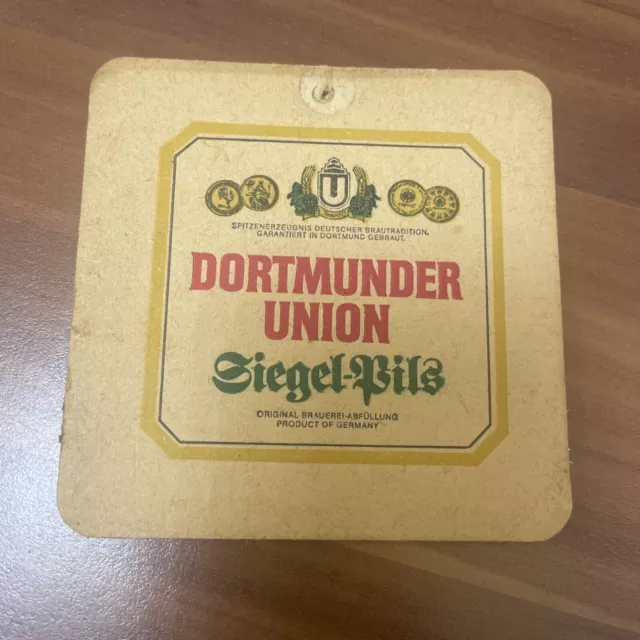 alter Bierdeckel - Dortmunder Union Siegel Pils Dortmund / Eiskunstlauf WM 1980