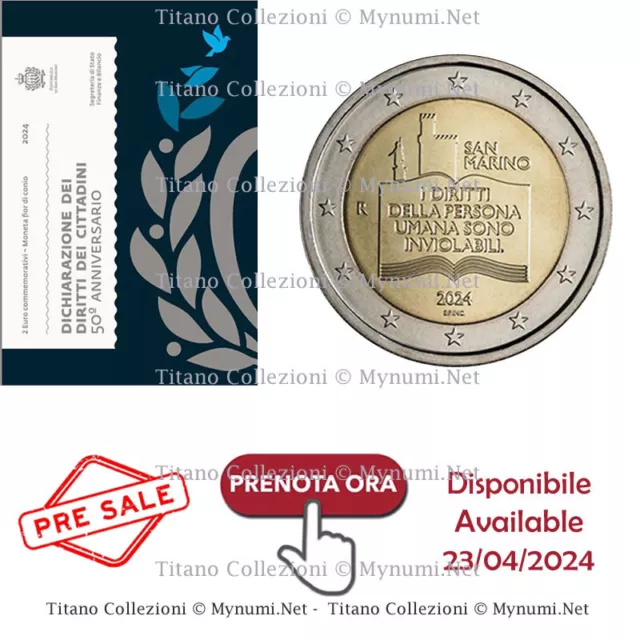 2024 * 2 Euro SAN MARINO "50° Anniversario della Costituzione" FDC