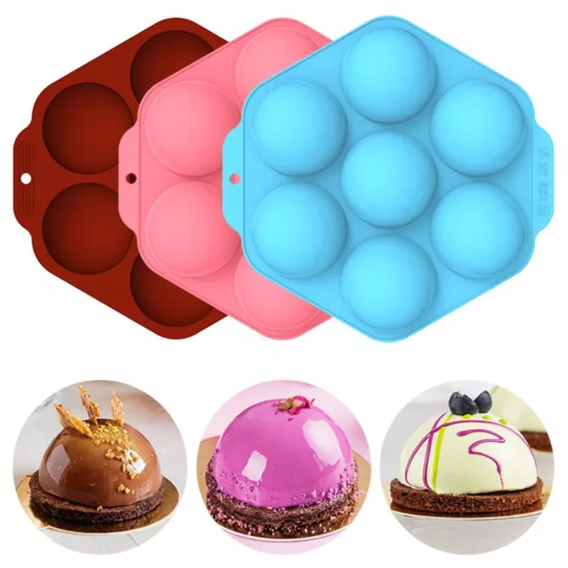 7 Holes Large Hemisphere Chocolate Silicone Molds Cake Dome Baking Mould MN