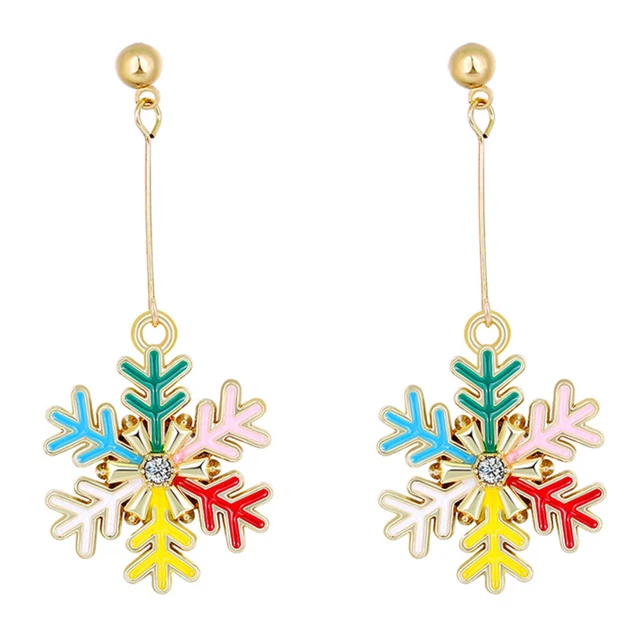 1 Paar Alu Ohrstecker Lady Kreative Ohrringe Mode Schneeflocke Ohrhörer Ornament