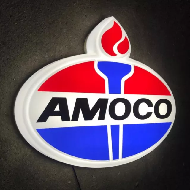 Amoco 3D Led Light Box  Sign Garage Petrol Advertising Gasoline Gas & Oil