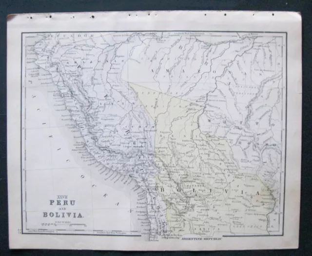 1886 Mitchell Map Bolivia & Peru (Border Treaty) rev. Columbia,Venezuela(Scarce)