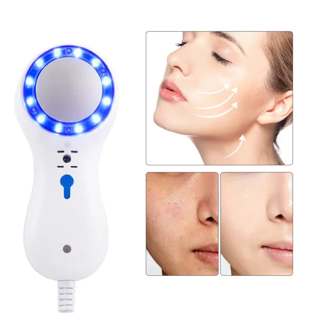 Blue LED Cold Hammer Photon Cell Activating Skin Spa Therapy Facial Massager