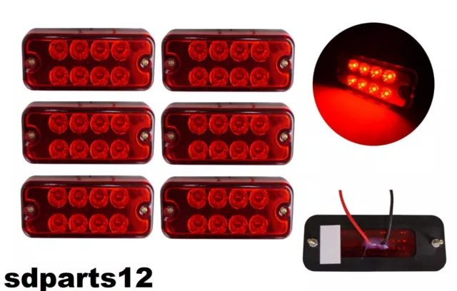 6x 24v 8 LED Luci Ingombro Rossi Segnalatori Posizione Per Camion Rimorchio Bus