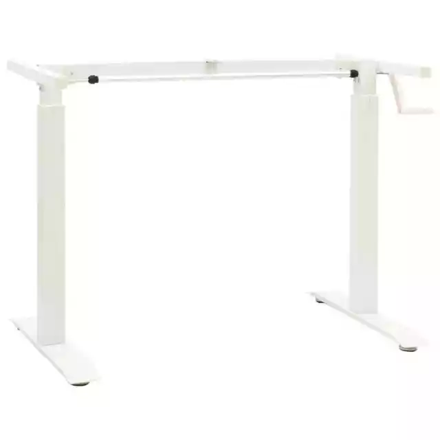 White Manual Adjustable Standing Desk Frame with Hand Crank, Carbon Steel, Heigh
