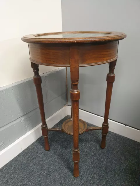 Edwardian Antique Painted Games Oak Side Table Glass Top 2