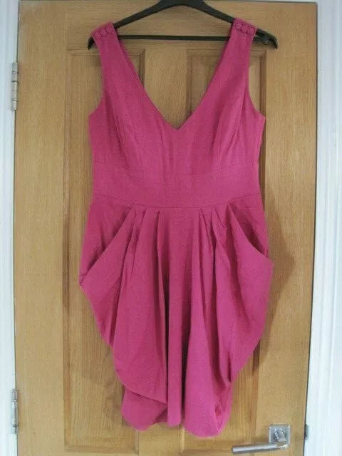 Women's MISS SELFRIDGE fushia pink linen mix dress size 12 BNWT RRP £45!   /