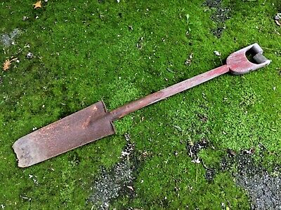 Antique Red Wood and Steel WORK Shovel Post Drain Handle Heavy Duty! 1890-1919