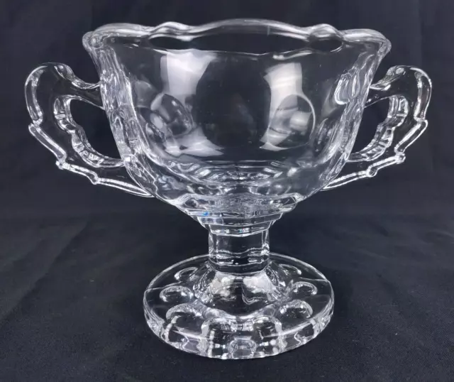 Vintage 5" Crystal Glass Footed Candy / Nuts / Sugar Cube Compote Dish w/Handles