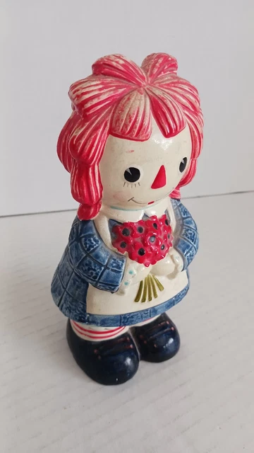 1972 Vintage Fitz & Floyd Raggedy Ann Standing Piggy Bank
