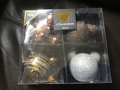 4 Disney Mickey Mouse Christmas Xmas tree decoration baubles brand new in box