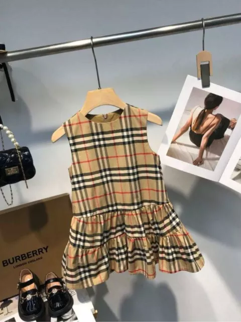 Burberry Children Girls Nova Check Dress Beige Size 6-7Y Cotton
