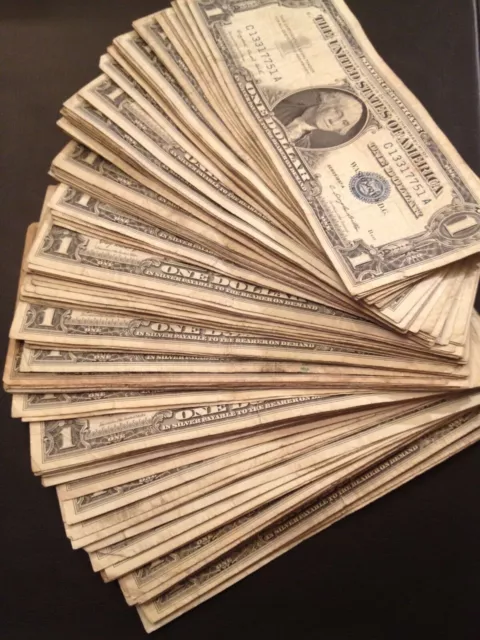 ✯ 100x Pack 1935-1957 One Dollar Note $1 Silver Certificate G-EF Blue Seal Bill✯