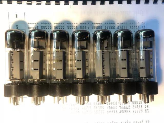 Seven NOS RFT EL34 6CA7 KT77 tubes, AVO tested three matched pairs Seven NOS RFT EL34 6CA7 KT77 tubes, AVO tested three matched pairs