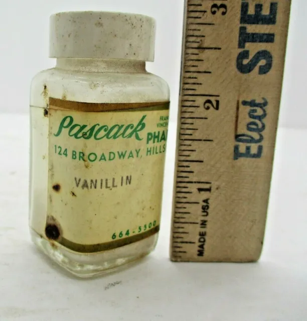 Vintage Glass Pascack Pharmacy Bottle Vanillin Hillsdale NJ