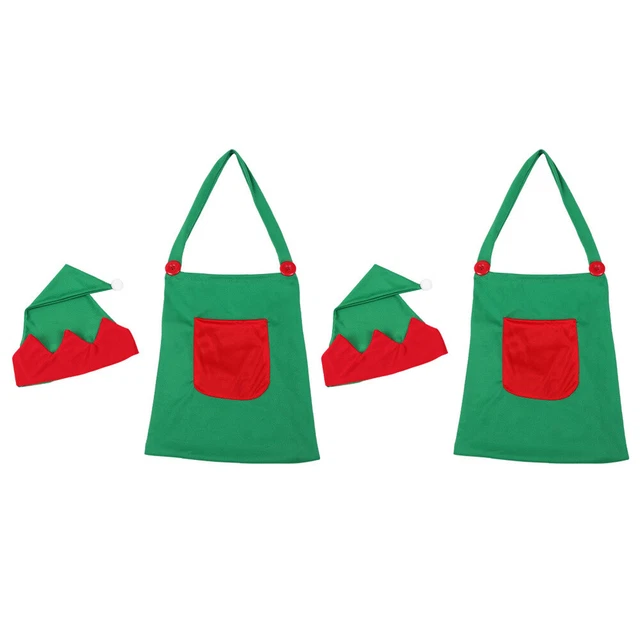 2Sets Adorable Tablier de Noël Tablier de Noël Chef de Noël Chapeaux de Noël en