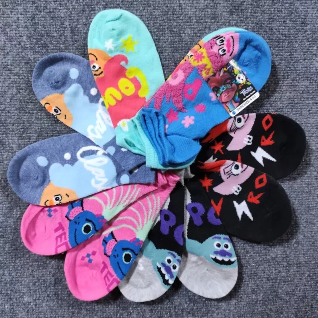 Trolls Socks Girls Large 4-10 No Show Socks 6-Pairs Poppy Movie Gift