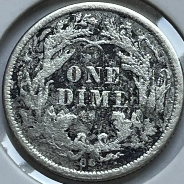 1876-CC US Seated Liberty Dime 10c AU (Cleaned)  Nice CC Dime Collect Today! 2