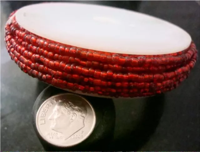Red rocaille glass seed beads 5 yards red silver lined size 11 on wire gbs059