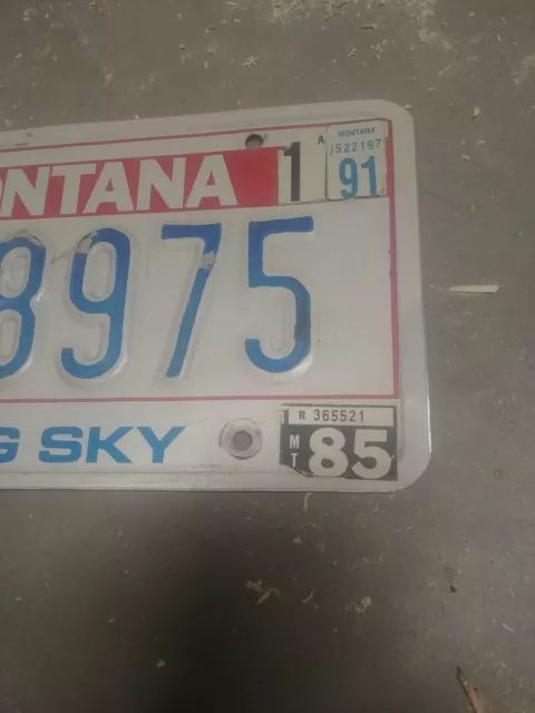 Vintage 1976 Montana License Plate USA Bicentennial 1985 & 1991 stickers 3