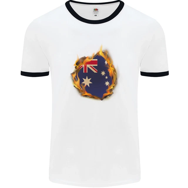T-shirt da uomo The Australian Flag Fire Effect Australia bianca