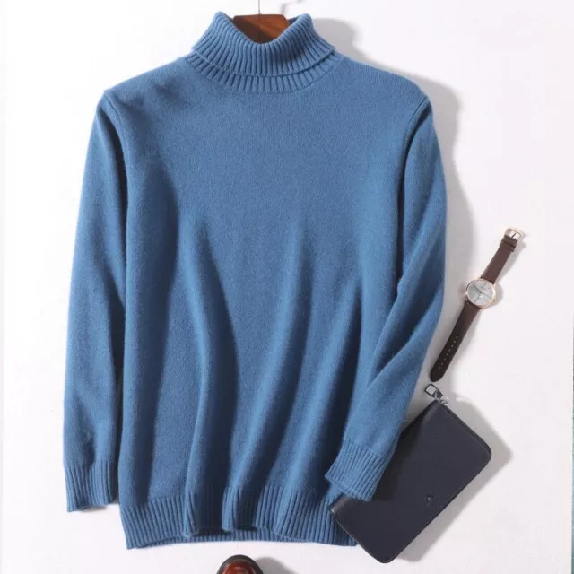 Men Cashmere Turtleneck Sweater Autumn Winter Warm Knit Pullover Soft Tops New 3