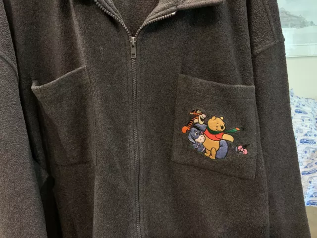 Disney Catalog Fleece Zip Up Jacket Gray  3X Embroidered Pooh And Friends Pocket